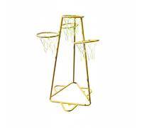 Folpus Panier de Basket Enfant Support Panier Ensemble Ludique Quatre Buts Structure Acier Filets Anti- Base Triangulaire pour Adresse et Coordination Adapté, Jaune