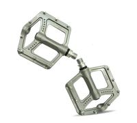 Folpus Pédale de Vélo Antidérapante Légère Corps en Alliage d'Aluminium Roulements Étanches Fluides Axe CR-mo Filetage 14 Mm Surface 124x105 Mm Adaptée au VTT Route Déplacements Randonnée, Silver