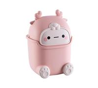 Folpus Petite Poubelle avec Couvercle de Rangement de Table de Maquillage Corbeille à déchets pour Table Basse, Rose