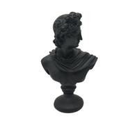 Folpus Petite statue de buste de dieu grec, décoration de bureau pour dessin, sculpture légère en résine polyvalente, tête de statue, Apollon Noir