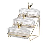 Folpus Plat de fruits secs en verre, plateau de service d'apéritif, organisateur plateau de noix, assiettes de collation pour collation biscuits bonbons, 3 niveaux