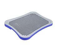 Folpus Plateau Toilette pour Chiens Plateau Bac Tapis Surface à Grille Drainante en PP Rebord Surélevé avec Panneau Arrière Anti-éclaboussures Adapté aux, Bleu, Grand