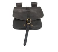 Folpus Pochette de Taille, Sac Banane, Sac de Voyage Steampunk, Pochette de Ceinture, Sac de Taille médiéval pour fête, Spectacle sur scène, LARP Cosplay, Noir