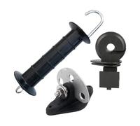 Folpus Poignée de Portail de clôture électrique isolée, Facile à Installer, Professionnelle, avec isolateur et ancrage, pour vergers, Noir