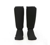 Folpus Protège-Tibias Arts Martiaux Protège-Jambe Protège-Pied Manchon Respirant Maille Coton Élastique Confortable et Anti-Restriction avec Rembourrage, Array, Noir, L