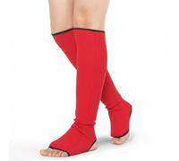 Folpus Protège-Tibias Arts Martiaux Protège-Jambe Protège-Pied Manchon Respirant Maille Coton Élastique Confortable et Anti-Restriction avec Rembourrage, Array, Rouge, M