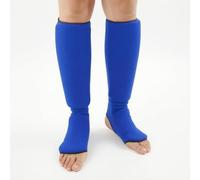 Folpus Protège-Tibias Arts Martiaux Protège-Jambe Protège-Pied Manchon Respirant Maille Coton Élastique Confortable et Anti-Restriction avec Rembourrage, Array, Bleu, XL
