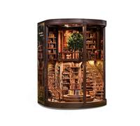 Folpus Puzzle d'Assemblage Miniature Maquette Bibliothèque Vignette Littéraire Maison Miniature Kit Complet 356 Pièces avec LEDs Douces Convient aux Collectionneurs Décoration de Table Étagère