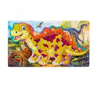 Folpus Puzzle Dinosaure en Bois Jeu Éducatif Jouet d'Assemblage Aide au Développement de la Motricité Fine et de la Coordination Assemblage Progressif Guidé, Stégosaure Numérique