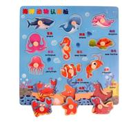 Folpus Puzzle Enfant Planche Tri Formes Pions Véhicules Animaux Objets Cotidiens Bois Développement Observation Coordination Adapté pour Petits Apprentissage Familial Crèche, Animaux Marins
