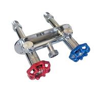 Folpus Robinet extérieur 4" avec Alimentation en Eau Chaude et Froide, raccord 1/2" x Tuyau 3/4", Robinet Mural, borne