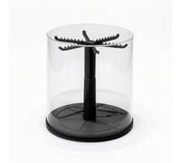 Folpus Rotating Display Case Vitrine Rotative Cylindrique Boîte d'Exposition Organisateur Présentoir à Rotation Facile en PP pour Porte-clés Adaptée aux , Transparent , Support Noir