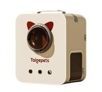 Folpus Sac à Dos pour Chat Transporteur Animal Rigide Boîte Carrée Rond Vision Large Aérations Avant Ouverture Côté Maille Portage Polyvalent PU Cuir, Size to 1, Style to 1