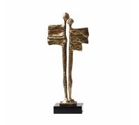 Folpus Sculpture Amoureux Entrelacés Statue Couple Figurine Abstraite Résine avec Socle Marbre Connexion Symbolique et Style Moderne Adaptée aux Cadeaux, Doré