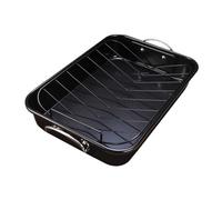 Folpus Set de Rôtissage Complet avec Plat et Grille En V Surface Antiadhésif Matériau En Acier Carbone Parfait pour Les Occasions Spéciales E, Noir