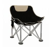 Folpus Siège de Pêche Pliable Chaise Lune Tabouret Fauteuil Pliant avec Pieds Réglables Avant et Arrière Cadre Acier Inoxydable Assise Oxford 600D Stable et, Noir Et Beige
