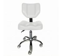 Folpus Siège Pivotant Chaise de Salon Tabouret de Bureau Fauteuil à roulettes Dossier Bas Cadre Métal Hauteur Ajustable Coussin Épais Roulage Stable Comptoirs Bureaux Partagés Ateliers Actifs, Blanc