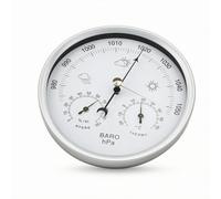 Folpus Station Météo Domestique Baromètre Thermomètre Hygromètre Classique Cadran Analogique Rond Pression en Hpa Température en °C Boîtier Métal Vitre Verre, Blanc