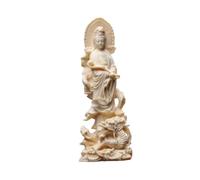 Folpus Statue Bouddhiste Guan Yin Déesse de la Miséricorde Statue Kuan Yin Debout sur Un Dragon Cadeau de Pendaison de crémaillère Œuvre d'art Sculpture