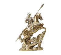 Folpus Statue de chevalier doré à cheval, figurine de cavalerie pour décoration de maison ou de bureau, ornement de table, 20x7x29cm
