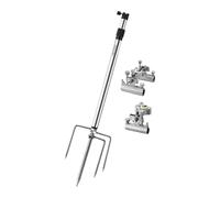 Folpus Support de Lanterne de Camping, Lampe de Camping compacte et multifonctionnelle, Piquet de Sol, Support Lumineux pour Les fêtes de pêche, Argent avec Porte-Canne