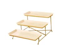 Folpus Support de Plateau de Service à 3 Niveaux, Support à Cupcakes, Plats de Service, Plateaux de dîner, Plateaux de Service en Porcelaine pour apéritif, Support Doré