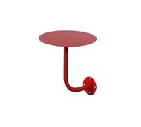 Folpus Table Basse Murale Table Basse Table d'Appoint Table Murale Guéridon Construction en Fer Intégral avec Plateau Lisse et Équerre Cintrée Adaptée aux, Diamètre 35 Cm, Hauteur 45 Cm, Rouge