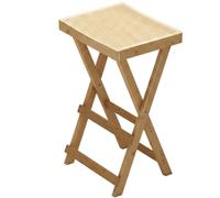 Folpus Tabouret Pliable en Bambou avec Assise Texturée en Rotin Tressé pour Utilisation Quotidienne dans Cuisine et Salle à Manger