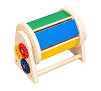 Folpus Tambour A Engrenages Colorés en Bois Naturel Structure Renforcee pour velopper la Motricite Fine s Nourrissons Enfants en Bas Age dans Les Chambres Jeux, Tambour Textile Engrenage