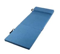 Folpus Tapis de Repos Pliable Matelas de Coussin de Sommeil de Détente Housse Lin Aérée Rembourrage Éponge Soutien du Dos Pliage Quatre Sections, Dark Blue, 150x60x5cm Pearl