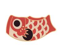 Folpus Tapis D'extérieur Japonais avec Motif de Carpes, Tapis de Bain Original en Forme d'animal Aquatique, Rouge 37cmx70cm