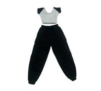 Folpus Tenue de Poupée Féminine 1/6, T-shirt à Manches Courtes et Pantalon pour Figurines Miniatures de 12 Pouces, Noir