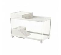 Folpus Terrarium pour Reptiles Terrarium Aquarium Vivarium Habitat Compact avec Couvercle Aéré Rampe Antidérapante et Zone Chauffante Passive Rangement pour, Crème