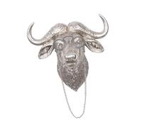 Folpus Tête d'animal Art mural Résine Sculpture de buffle Décor Support mural Buffalo Artistique Moderne Décor, Argent