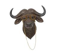Folpus Tête d'animal Art mural Résine Sculpture de buffle Décor Support mural Buffalo Artistique Moderne Décor, Brun