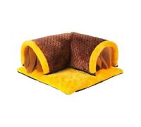 Folpus Tunnel Cachte en Peluche Rembrré Cachte Tunnel Rideaux en Tissu Légère pr Phascolarctes à Sucre, Jeu Exploration, Jaune Café
