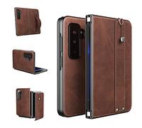 Foluu Étui en cuir synthétique pour Microsoft Surface Duo 2, Surface Duo 2 avec dragonne, [fin et léger] Coque arrière rigide en polycarbonate pour Microsoft Surface Duo 2 (marron)