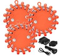Foluvinzzis Kits d'urgence pour Auto, Rechargeable LED Route Fusées De Voiture Clignotant Avertissement Lumière Balise Bord De La Route Flare Lumière De Sécurité Veilleuses (3PCS)