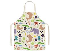 FOMAISELF Tablier de cuisine en lin pour enfants - Tablier pour enfants à motif d'animaux mignons, tabliers pour fils et filles pour la cuisson, la peinture, la fête