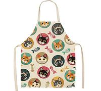 FOMAISELF Tablier de cuisine en lin pour enfants - Tablier pour enfants à motif de chat mignon, tabliers pour fils et filles pour la cuisson, la peinture, la fête