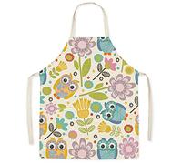 FOMAISELF Tablier de cuisine en lin pour enfants - Tablier pour enfants à motif de hibou mignon, tabliers pour fils et filles pour la cuisson, la cuisson, la peinture, la fête