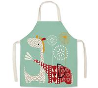 FOMAISELF Tablier de cuisine en lin pour enfants - Tablier pour enfants à motif mignon d'éléphant et de girafe, tablier pour garçons et filles pour la cuisson, la peinture, la fête