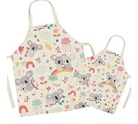 FOMAISELF Tablier de cuisine en lin pour parents et enfants - Tablier pour maman et enfants à motif Koala mignon, tabliers pour fille de fils de maman pour la cuisson, la fête de peinture