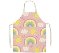 FOMAISELF Tablier de cuisine enfant en lin - tablier pour enfants motif arc-en-ciel mignon, tabliers fille fils pour cuisiner la fête de la peinture
