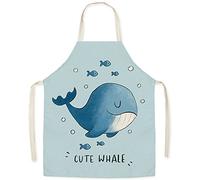FOMAISELF Tablier de cuisine enfant en lin - tablier pour enfants motif baleine mignon, tabliers fille fils pour la cuisson de la fête de la peinture