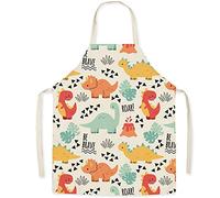 FOMAISELF Tablier de cuisine enfant en lin - tablier pour enfants motif dinosaure mignon, tabliers fille fils pour la cuisson de la fête de la peinture