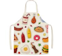 Tablier de cuisine pour enfants en lin - Tablier pour enfants à motif de nourriture mignon, tabliers pour fille de fils pour la cuisson, la peinture, la fête
