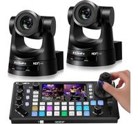 FoMaKo 2*Caméra 4K 60fps NDI HX3 PTZ, Zoom Optique 20x, Suivi Automatique Gen 3 AI, 3G-SDI/HDMI/NDI/USB/PoE + 4K HDMI Mélangeur Vidéo, Contrôleur PTZ 4D intégré