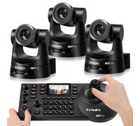 FoMaKo 3*Caméra PTZ NDI HX3, 20x Zoom Optique, Suivi Automatique IA 1080P 60fp savec 3G-SDI/HDMI/USB3.0/LAN(NDI|HX3, NDI6, PoE) +NDI Contrôleur Caméra PTZ