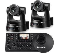 FoMaKo BN202 Ensemble de Caméra PTZ NDI HX3, 20x Zoom Optique, Suivi-Automatique IA 1080P 60ips avec 3G-SDI HDMI USB3.0 LAN(NDI|HX3, NDI6, PoE), 2*Caméra 20x Zoom NDI+ 1* Contrôleur PTZ NDI